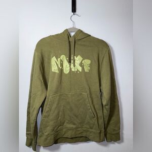 Nike Club Fleece Graphic Pullover Hoodie kids Olive Size M EUC